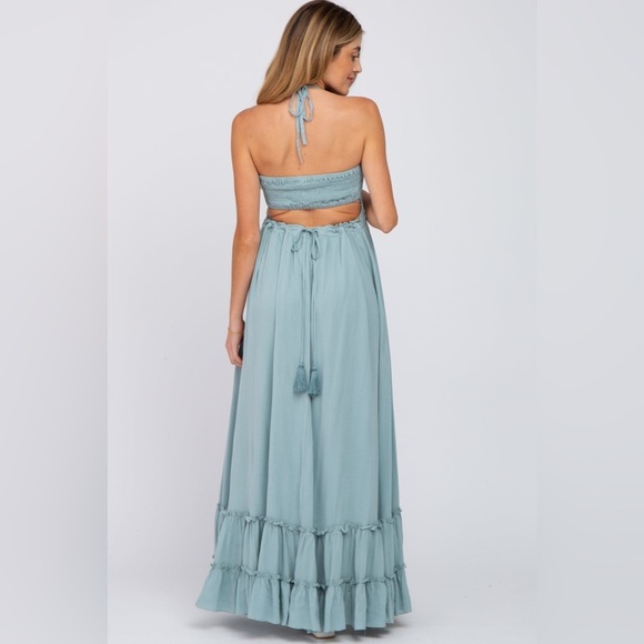 Pinkblush smocked top open back maxi halter dress nwot - Picture 3 of 6